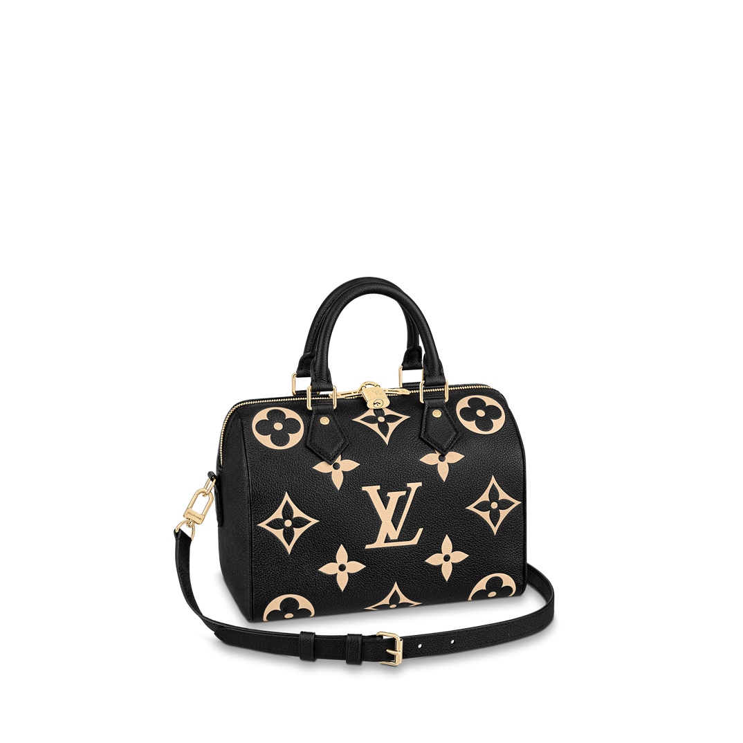 Louis Vuitton SPEEDY BANDOULIERE 25 Monogram Handbag M58947 Black/Beige